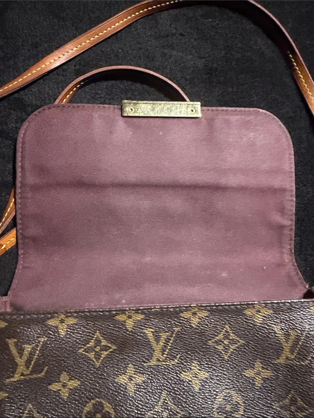 Louis Vuitton Monogram Canvas Crossbody in Brown and Tan with Gold Hardware